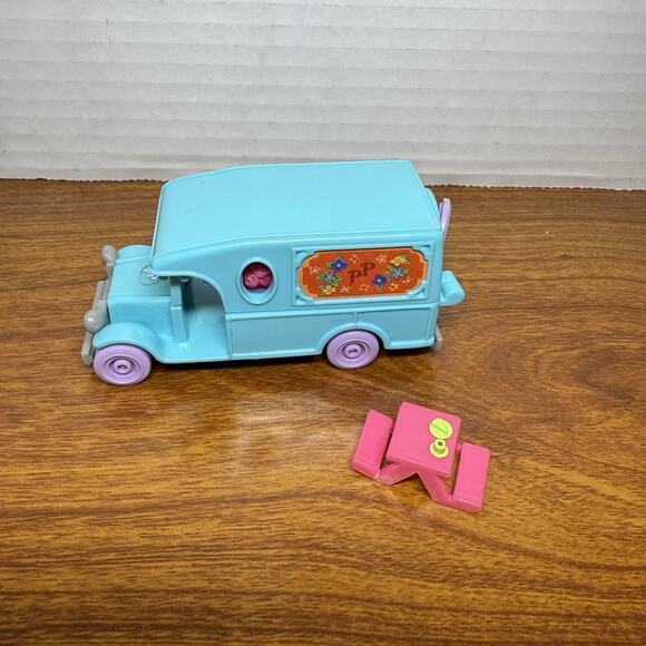 Polly Pocket FLOWER CAFE ON THE GO 1996 Vintage Bluebird Car & Picnic Table - Picture 1 of 5